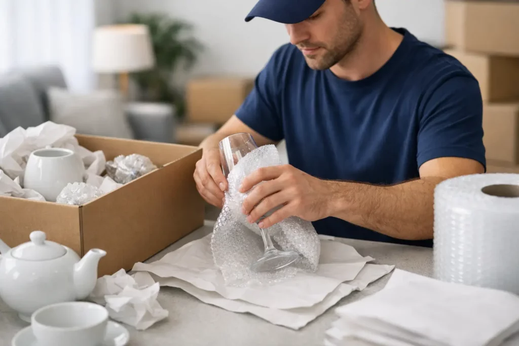 Qui emballe les objets fragiles au déménagement ?